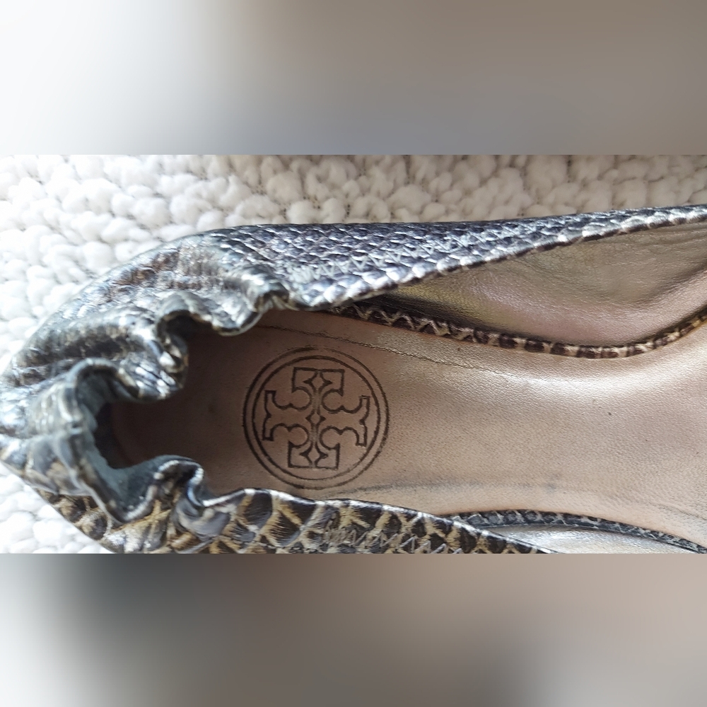 Tory Burch Reva classic snakeskin print ballet flats size 7.5 - Picture 2 of 5